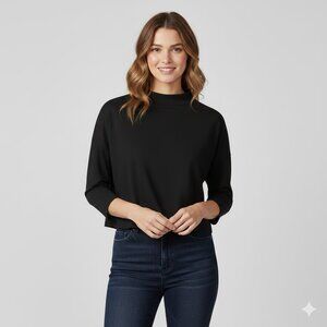 Aritzia Wilfred Women's Top T-shirt 3/4 Length sleeve Cropped Black Size XS